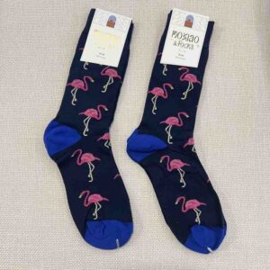 Navy flamingo socks