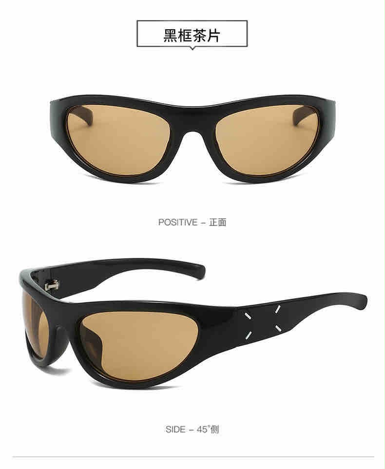 Black Cyber Futuritic Sunglasses -Amber Lens