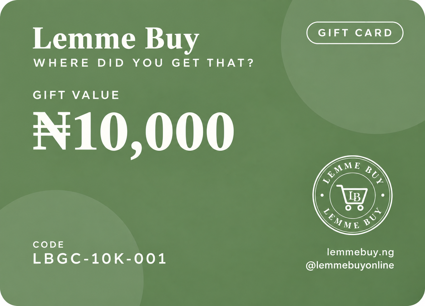 Lemme Buy Gift Card - ₦10,000