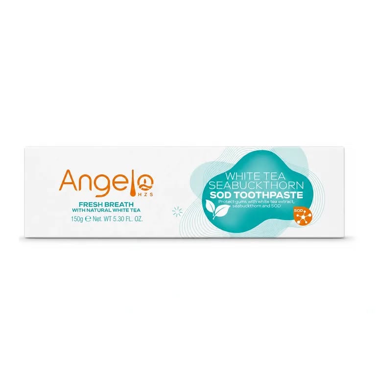 Angelo Toothpaste tube and box, shown on a clean background | Lemme Buy